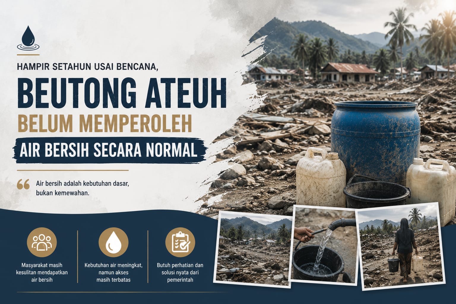 Hampir Setahun Usai Bencana, Masyarakat Beutong Ateuh Belum Memperoleh Air Bersih Secara Normal