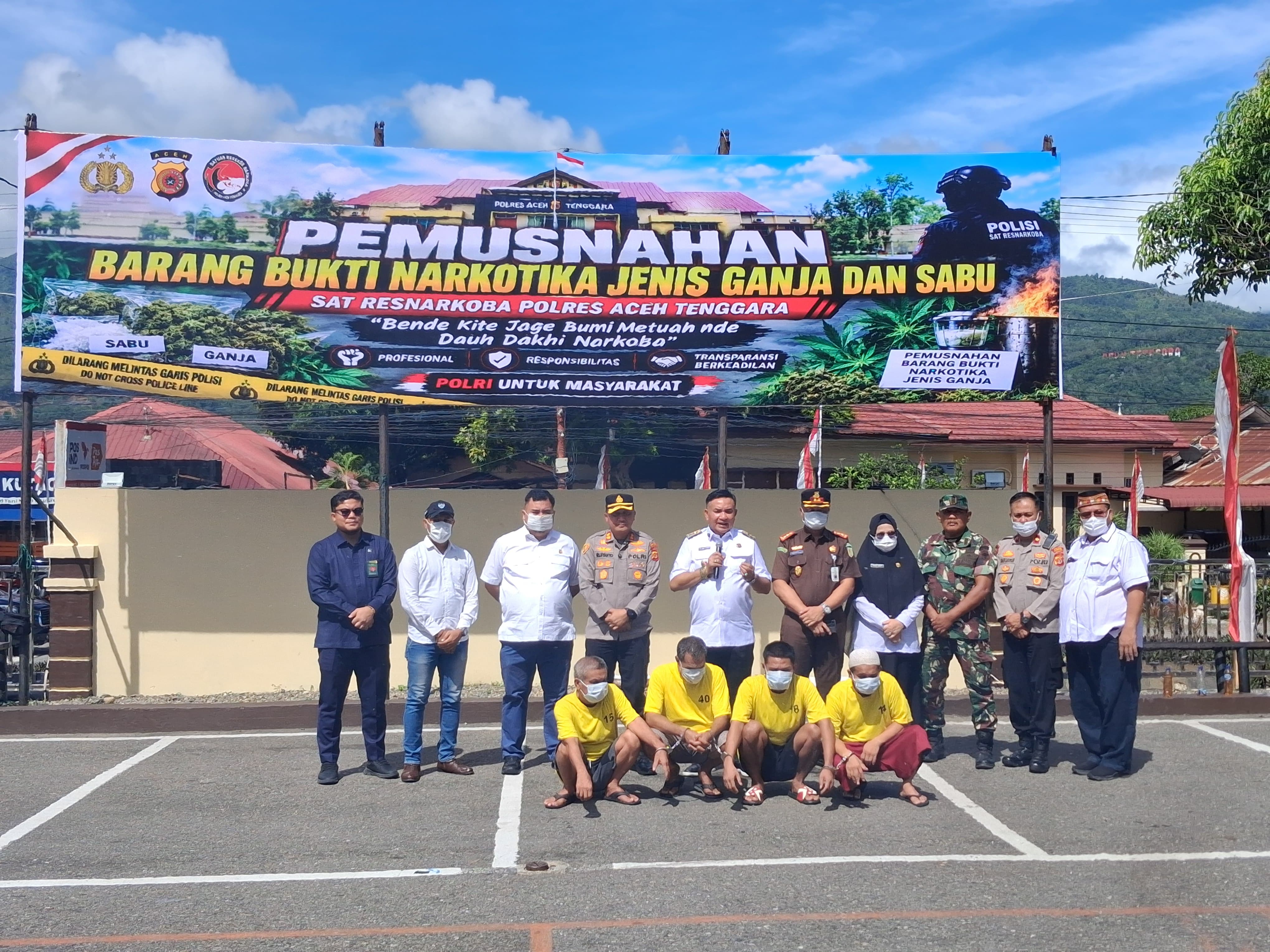 Ketua DPRK Aceh Tenggara Hadiri Pemusnahan Barang Bukti Narkotika di Polres Agara